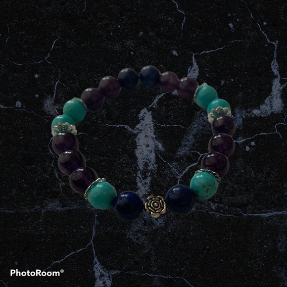 Dark blue and Aqua Stone Bracelet - Picture 2 of 3